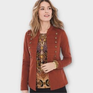 Chico’s Brown Military Field Jacket with Stand-Up Collar size 4/6